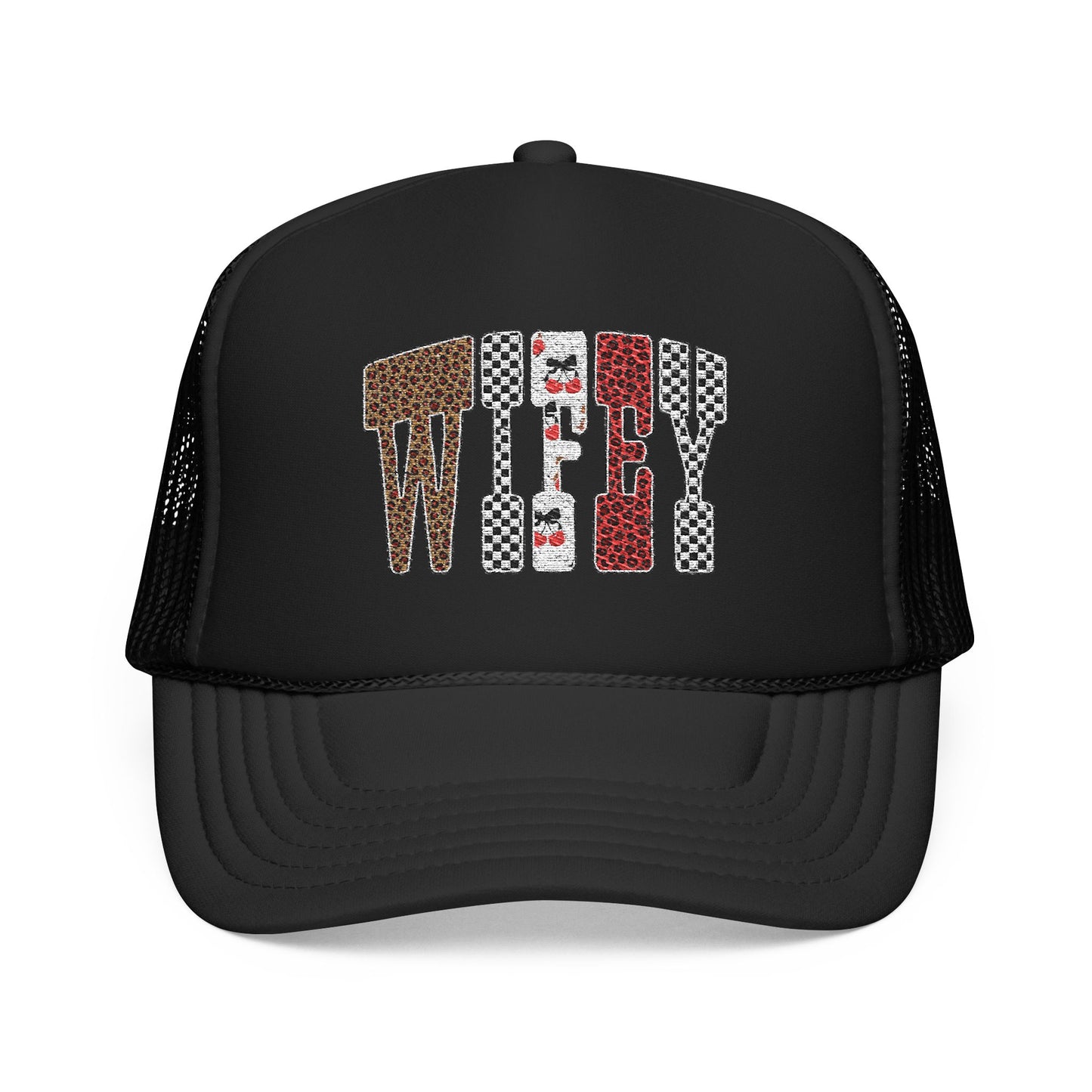 Wifey Sequin Patch Trucker Hat — Glam Mesh Foam Cap for Bride & Bachelorette