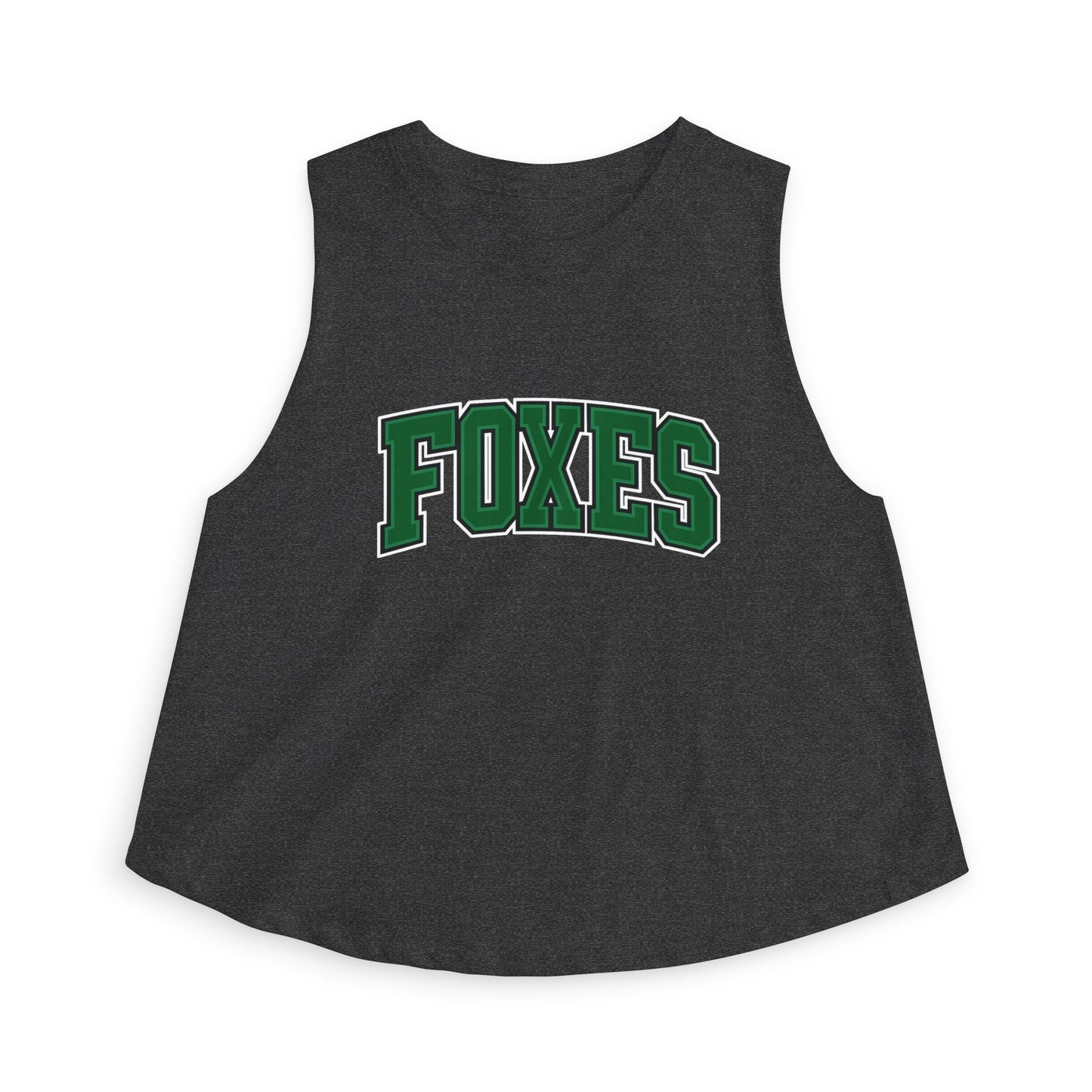 Foxes Crop Top — Women's Athletic Tank Top with Green Collegiate Logo