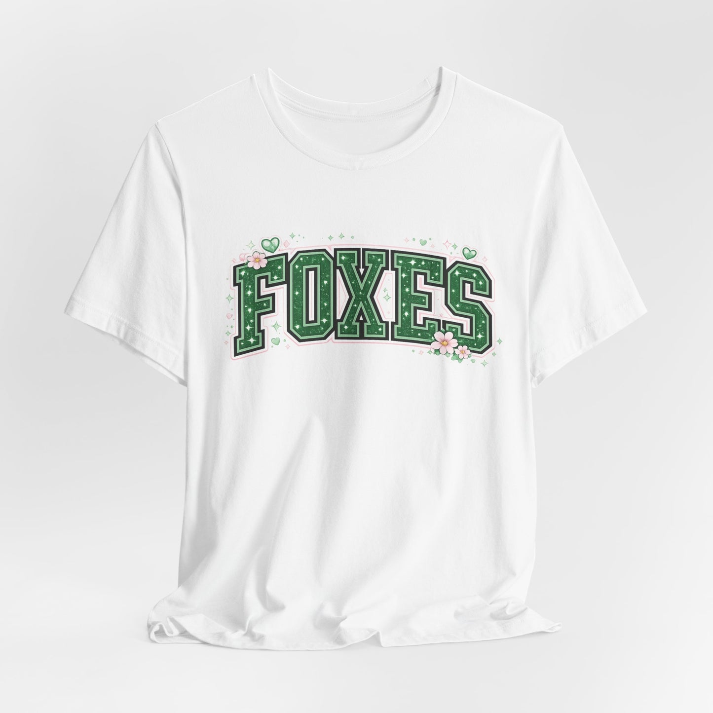 Foxes Vintage Collegiate Tee — Green Varsity Letter Graphic