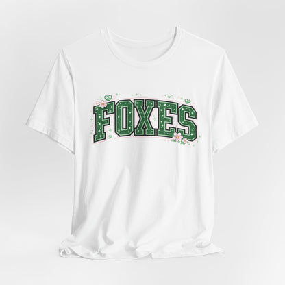 Foxes Vintage Collegiate Tee — Green Varsity Letter Graphic