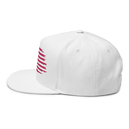 Embroidered USA Sketch Flag Flat Bill Cap