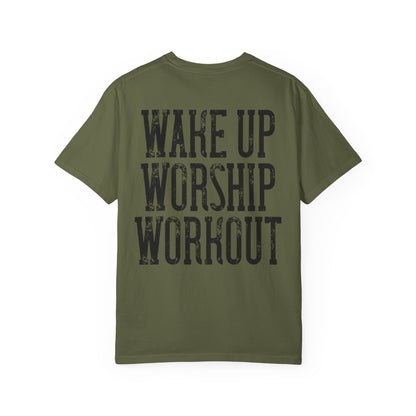 "Wake Up Worship Workout" Men's Tee - Front& Back