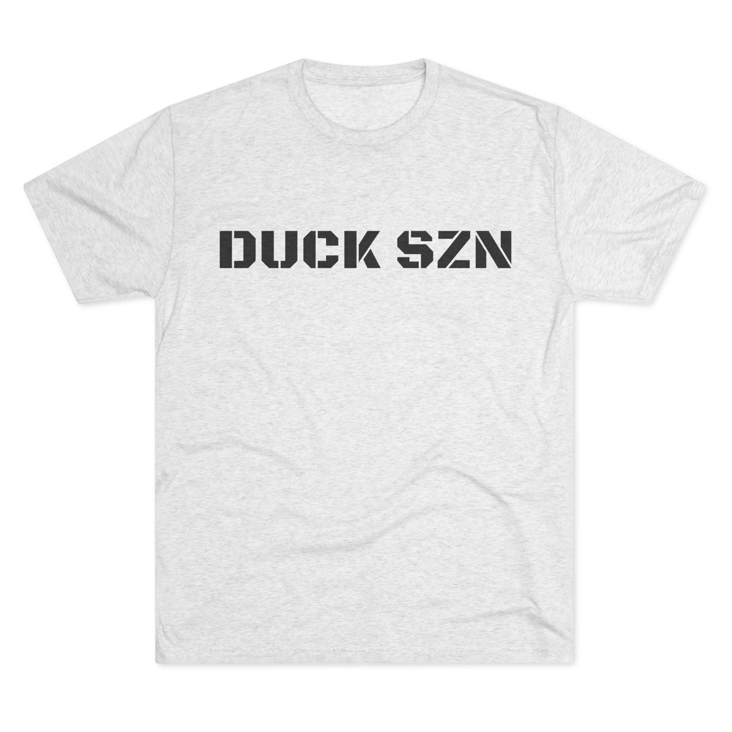 Duck SZN Tee — Camouflage Stamp Text Hunting Shirt for Duck Season