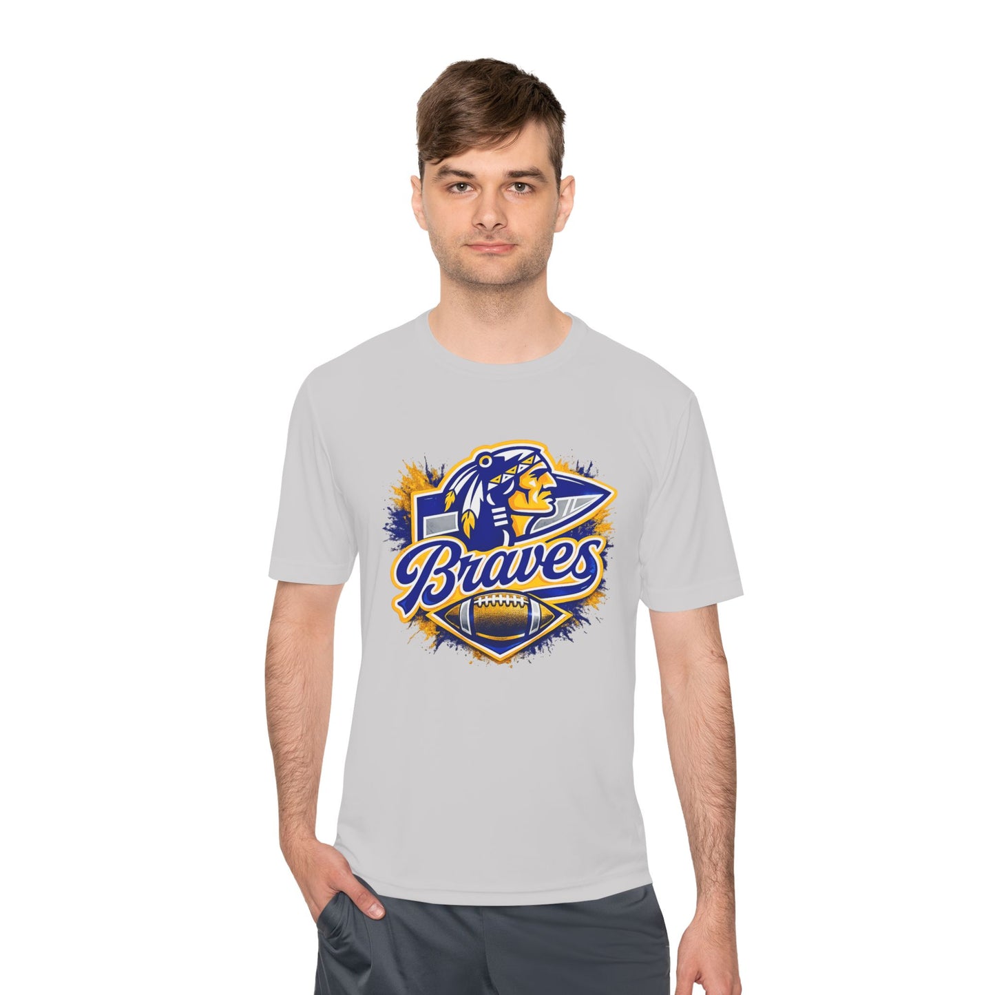 Braves Football Team Tee — Vintage Mascot Logo Moisture-Wicking Shirt