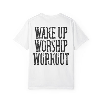 "Wake Up Worship Workout" Men's Tee - Front& Back