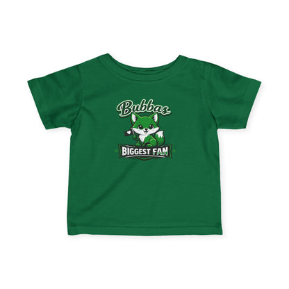 Infant Tee — “Bubba’s Biggest Fan” Cute Green Mascot Baby Shirt