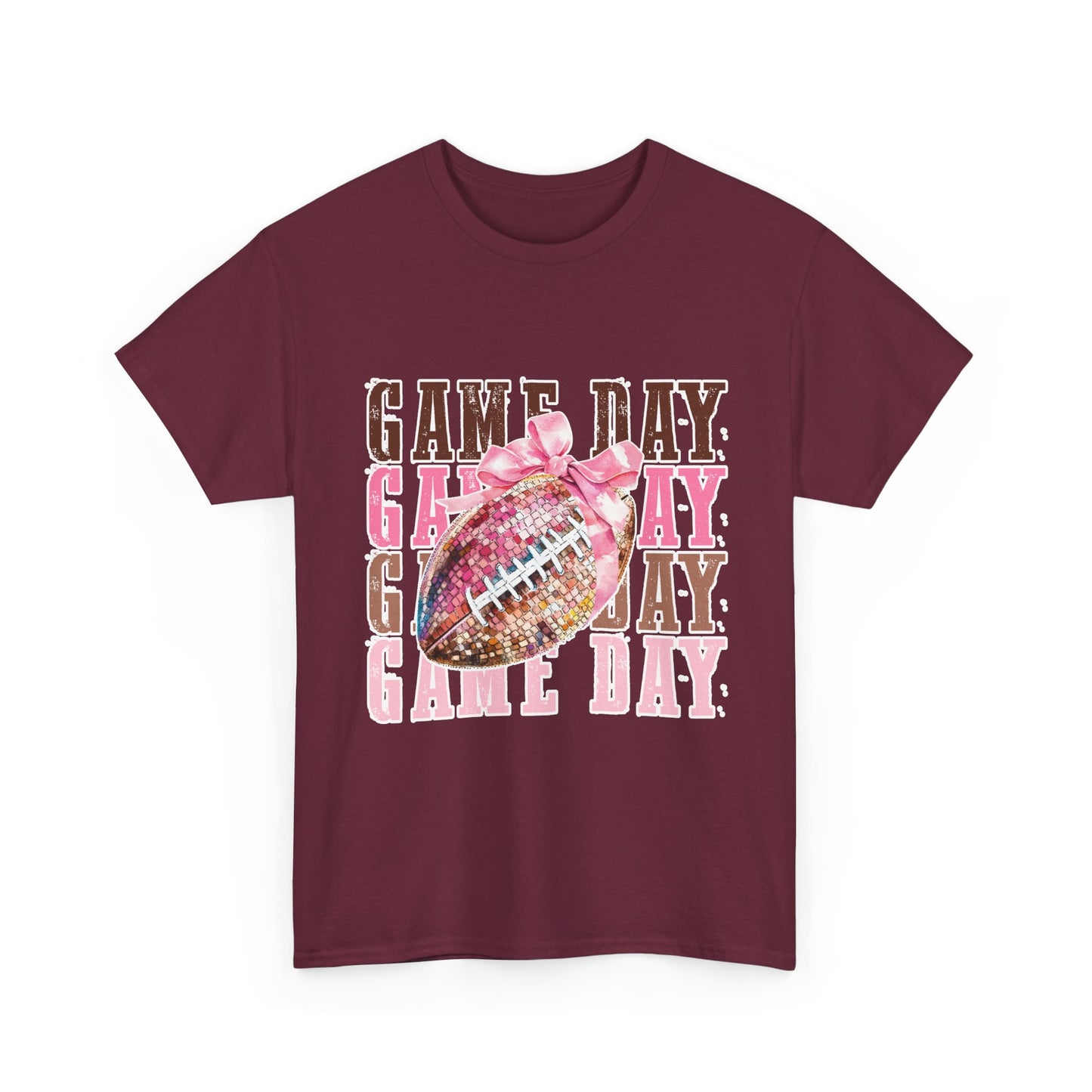 Game Day Pink Football Tee — Women's Cheer Football Shirt
