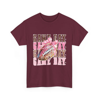 Game Day Pink Football Tee — Women's Cheer Football Shirt