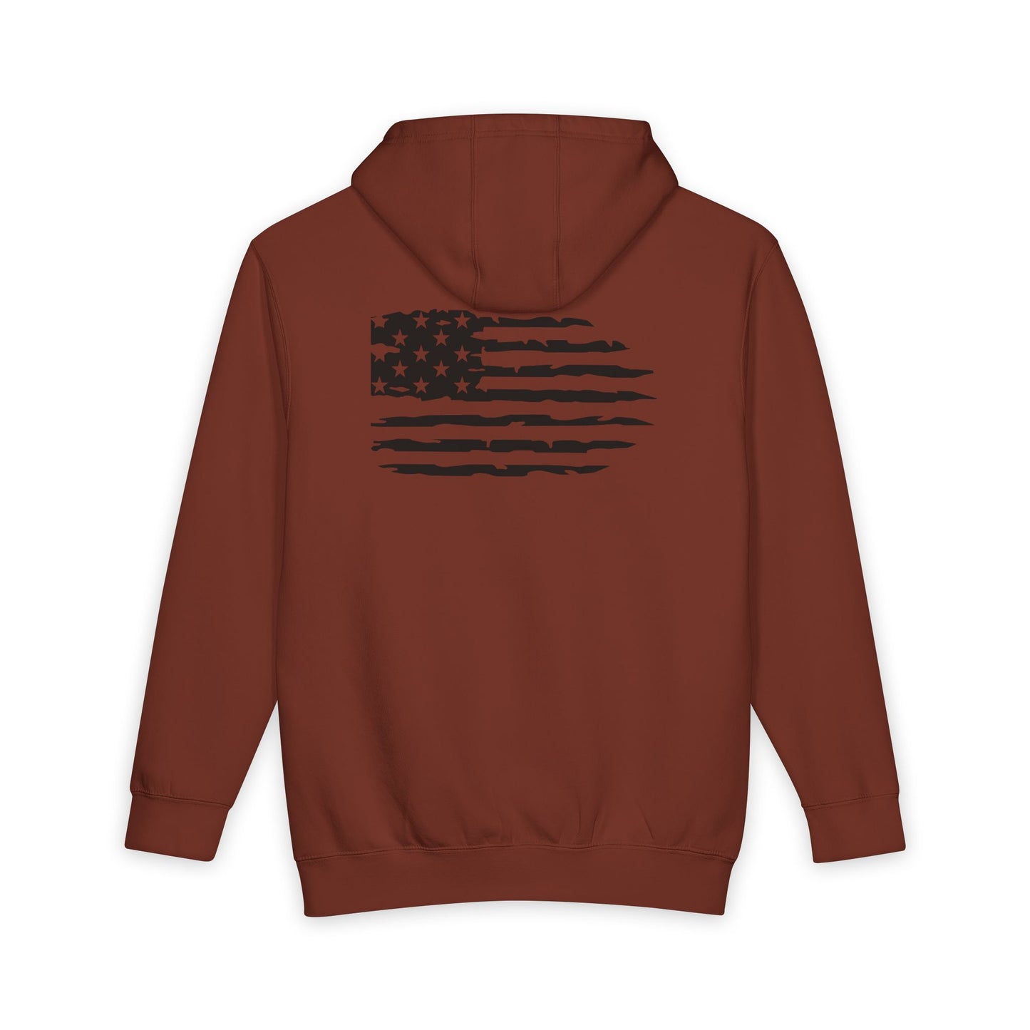 American Flag Skull Hoodie — Distressed Patriotic Pullover