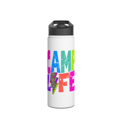 Camp Life Neon Stainless Steel Water Bottle - BLACK