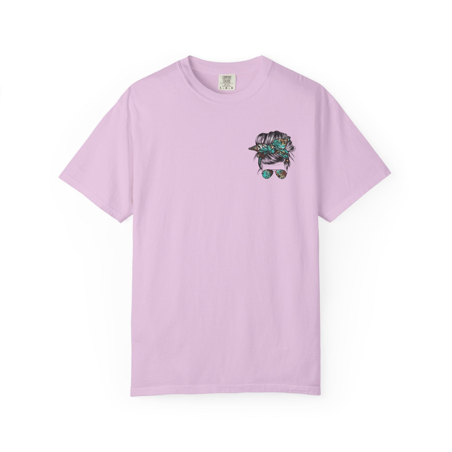 Teal Messy Hair Bun Cheetah Tee