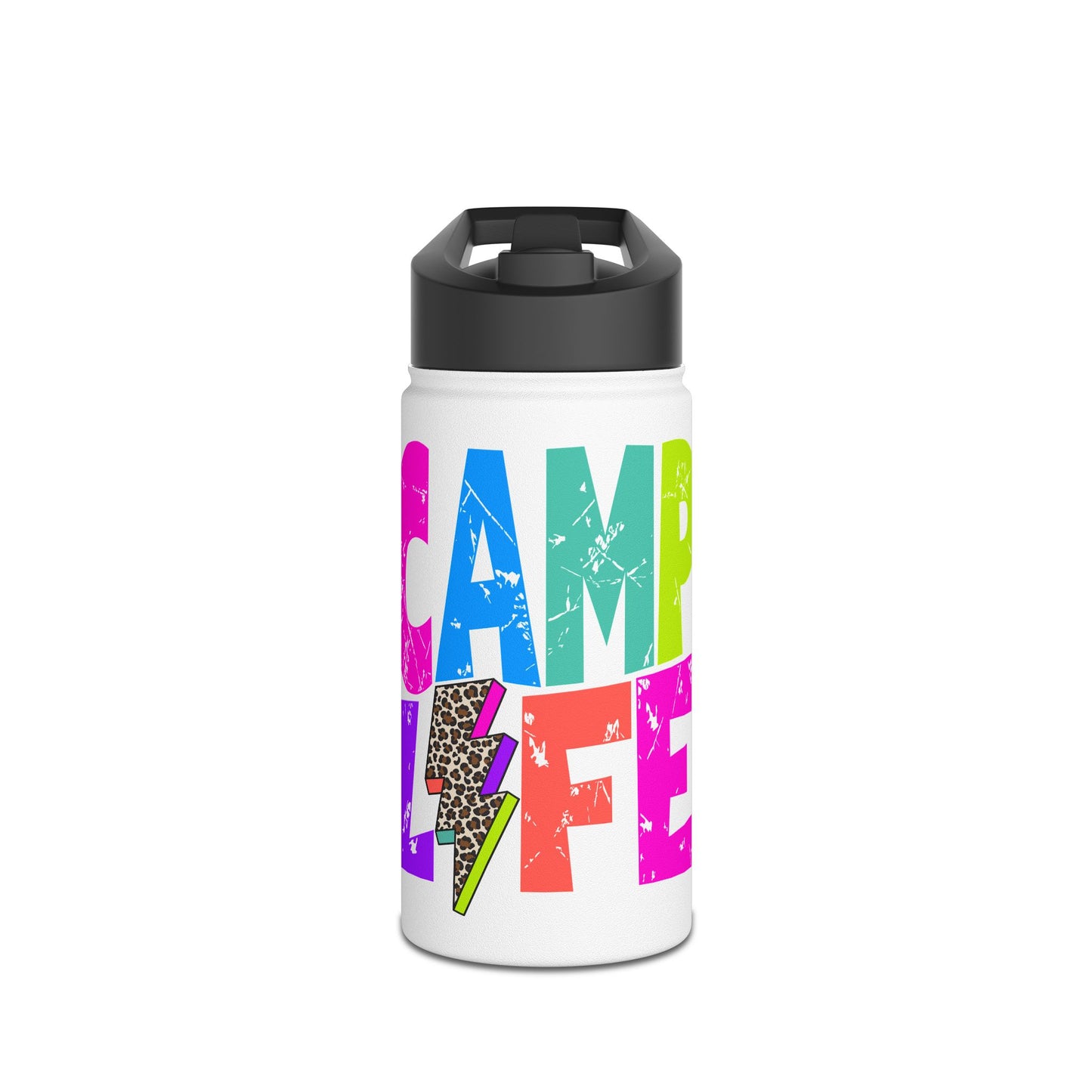 Camp Life Neon Stainless Steel Water Bottle - BLACK
