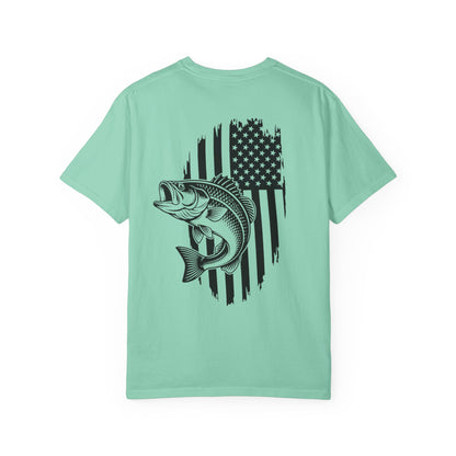 Fishing Bass T-Shirt — American Flag Bass Graphic Tee