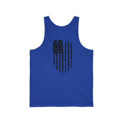 American Flag Skull Tank Top — Distressed Patriotic USA Sleeveless Tee