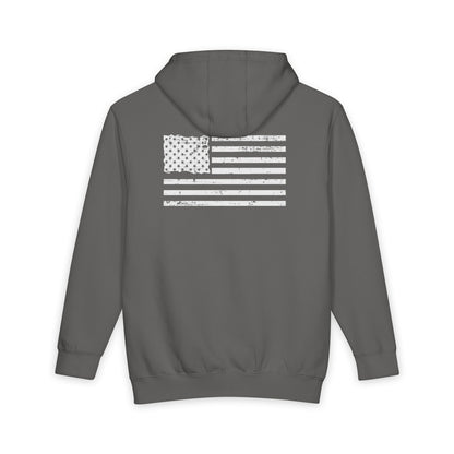 American Flag Hoodie with '1776' Stars — Vintage Patriotic Pullover