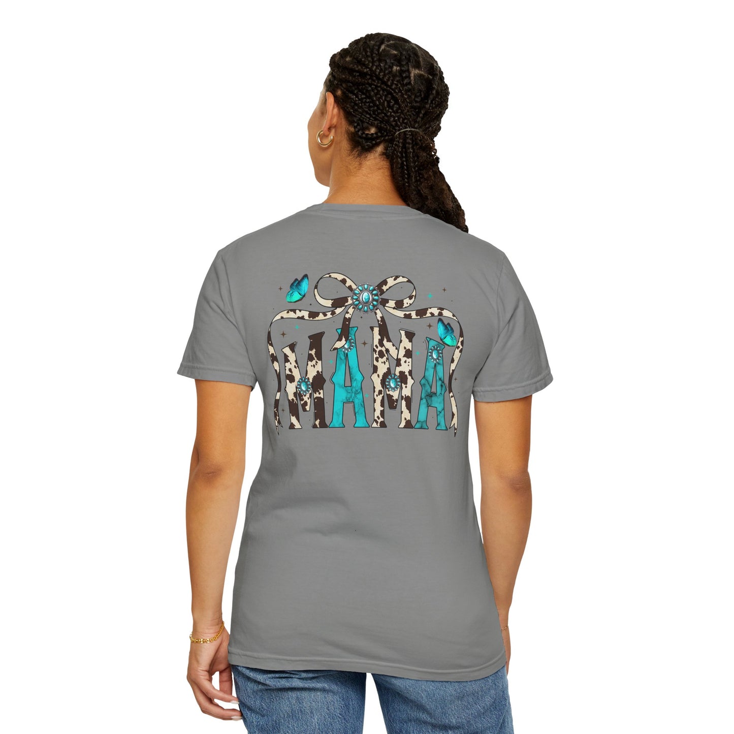 Teal Messy Hair Bun Cheetah Tee