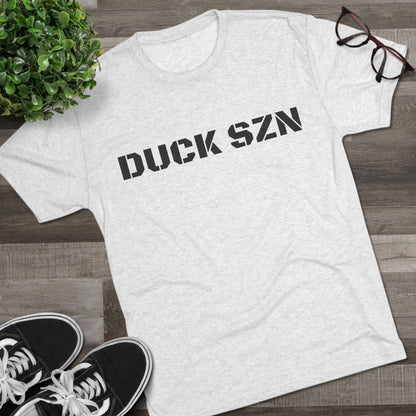 Duck SZN Tee — Camouflage Stamp Text Hunting Shirt for Duck Season