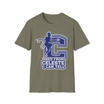 Celeste Cheer T-Shirt — "She's From Celeste I Can Tell" Graphic Tee