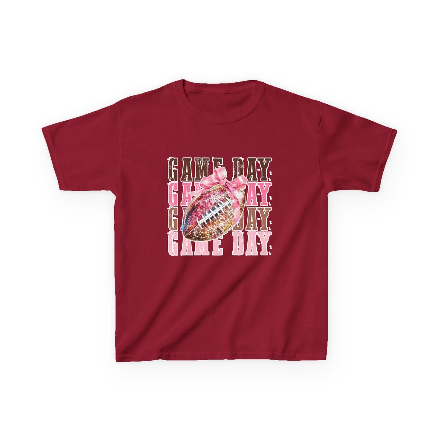 Kids Game Day T‑Shirt — Pink Glitter Football Design