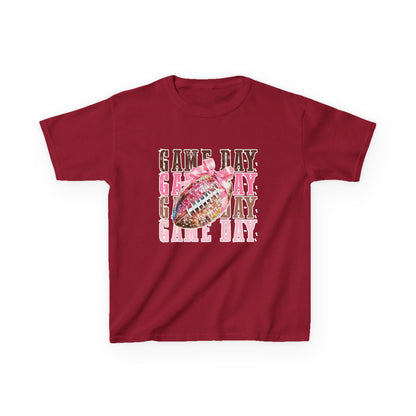 Kids Game Day T‑Shirt — Pink Glitter Football Design