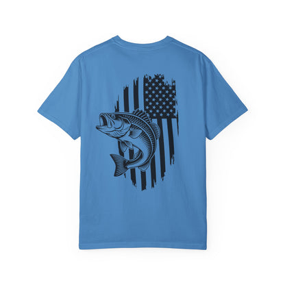 Fishing Bass T-Shirt — American Flag Bass Graphic Tee