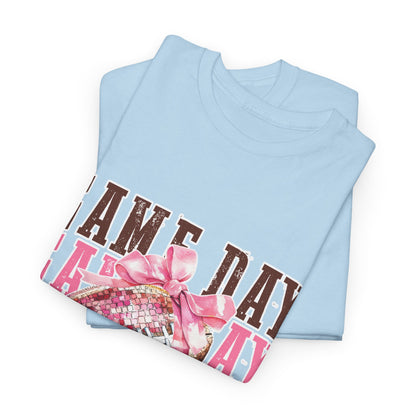Game Day Pink Football Tee — Women's Cheer Football Shirt