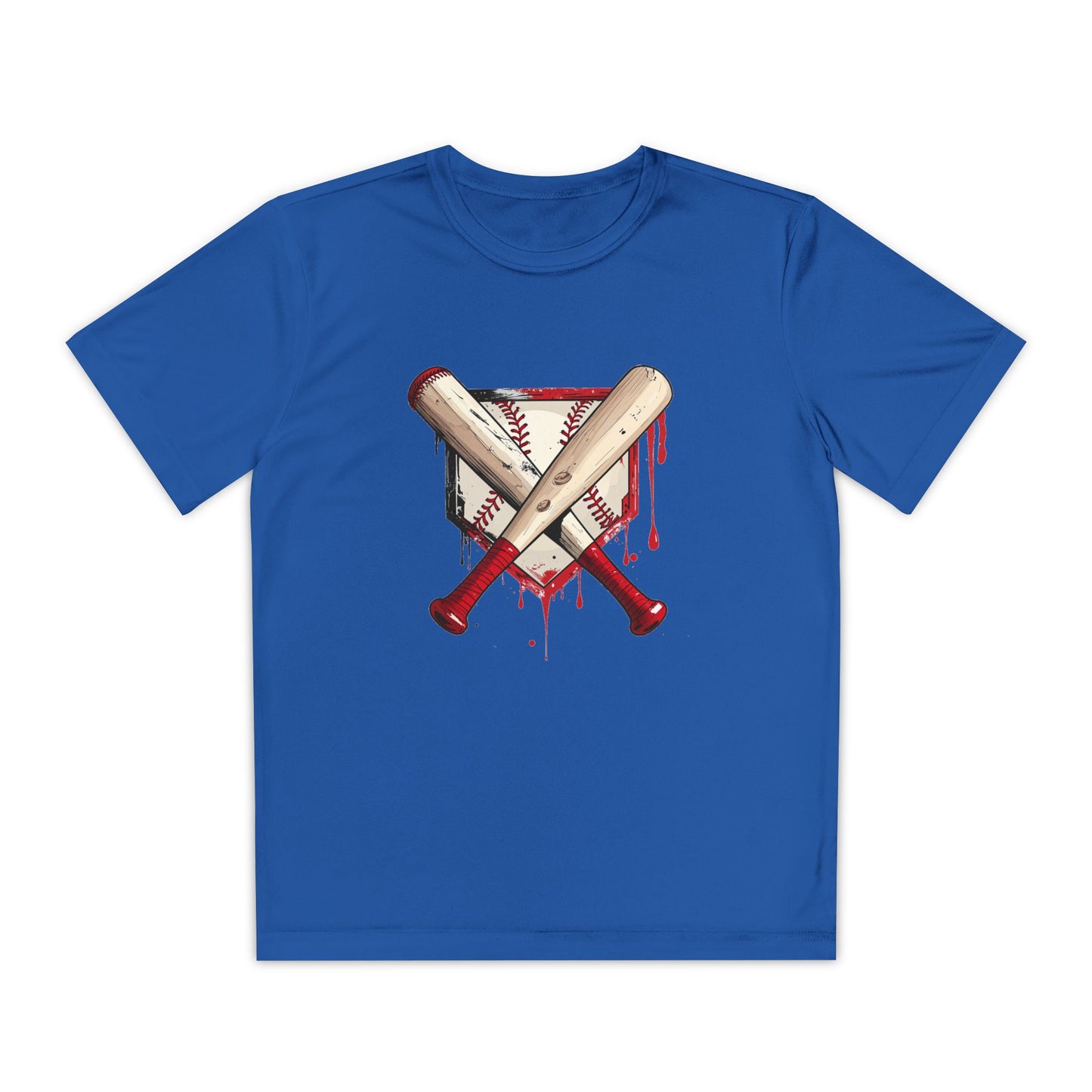 Youth Baseball Tee — Bloody Crossed Bats Graphic