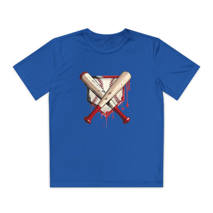 Youth Baseball Tee — Bloody Crossed Bats Graphic