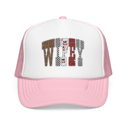 Wifey Sequin Patch Trucker Hat — Glam Mesh Foam Cap for Bride & Bachelorette