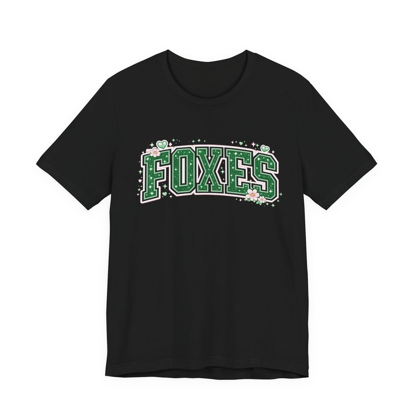 Foxes Vintage Collegiate Tee — Green Varsity Letter Graphic