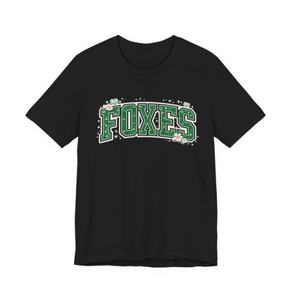 Foxes Vintage Collegiate Tee — Green Varsity Letter Graphic