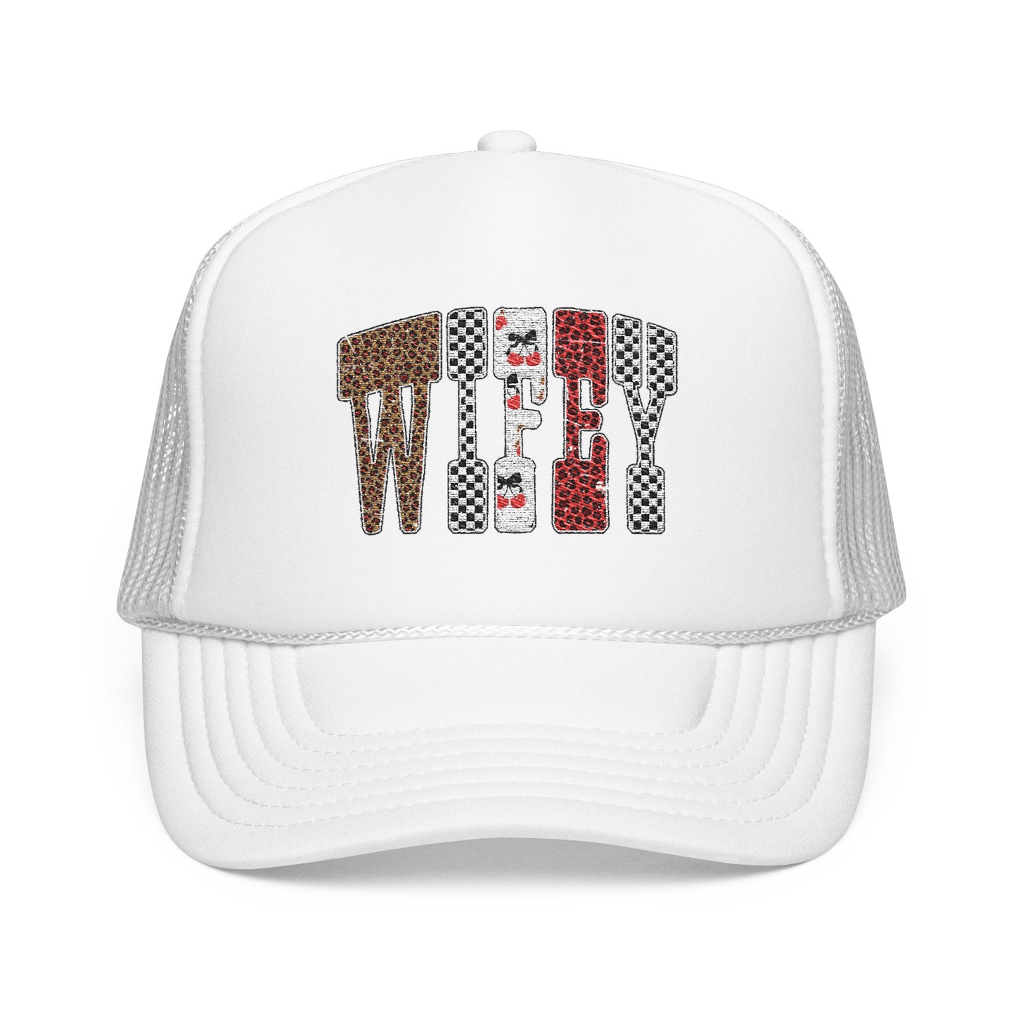 Wifey Sequin Patch Trucker Hat — Glam Mesh Foam Cap for Bride & Bachelorette