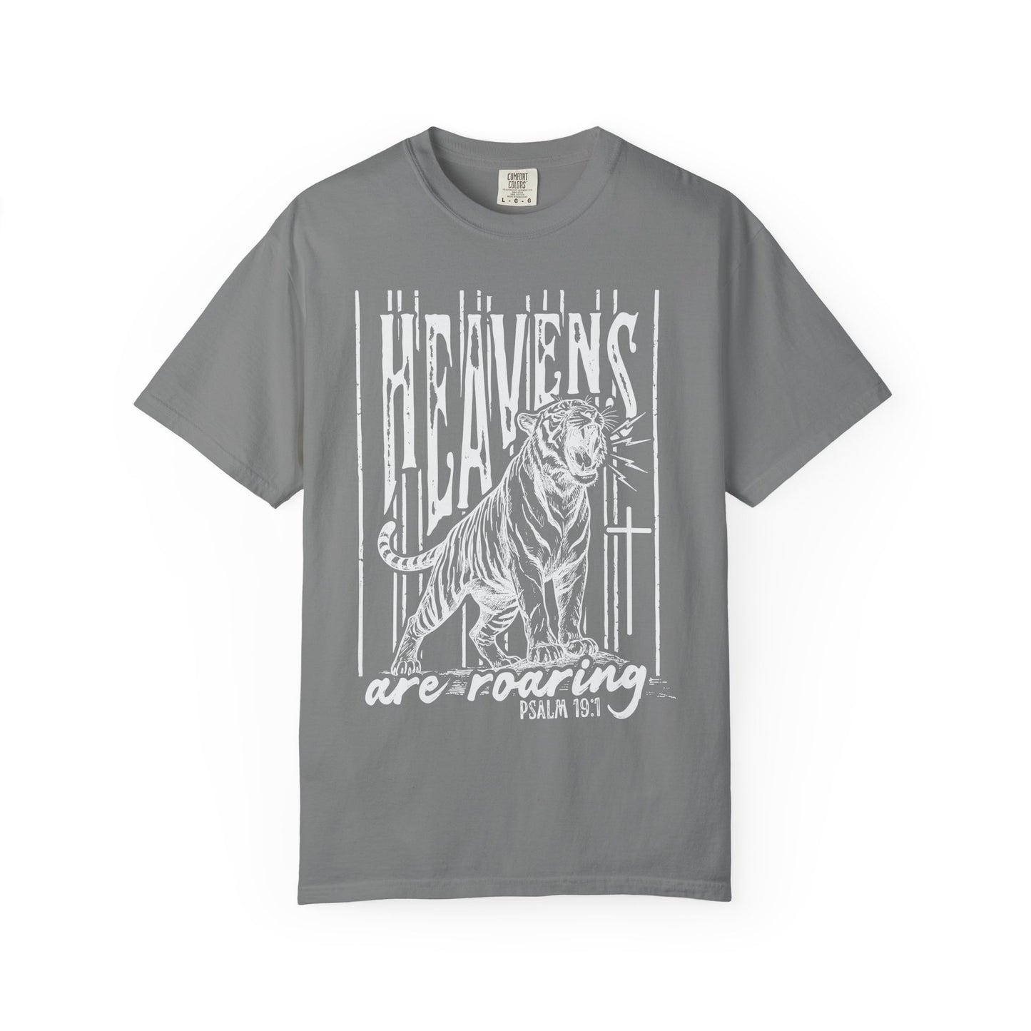 Heaven's Are Roaring Tiger Tee- Purple Writing