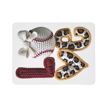 Baseball Love Sherpa Blanket — Cozy Leopard Knit Baseball Design