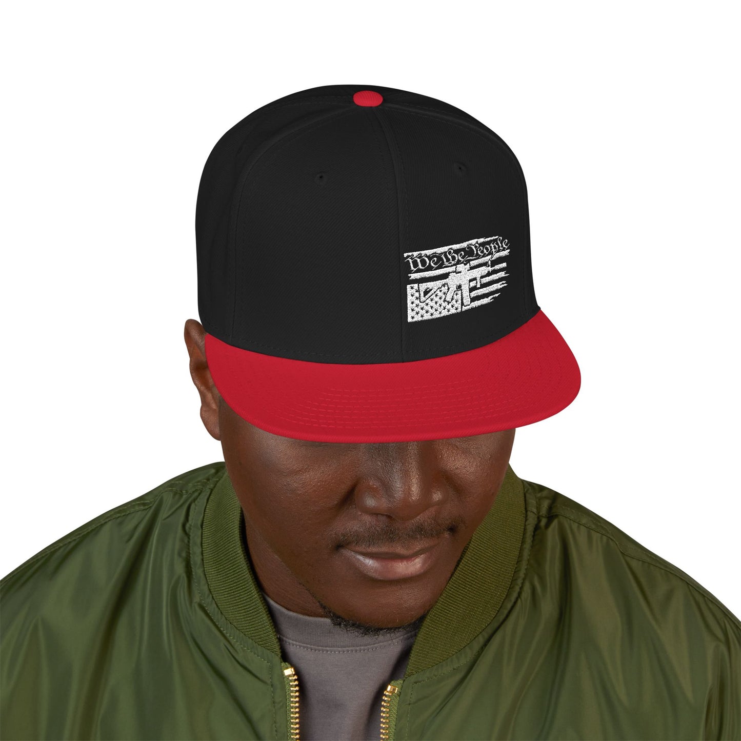 Embroidered Distressed Flag Snapback Hat