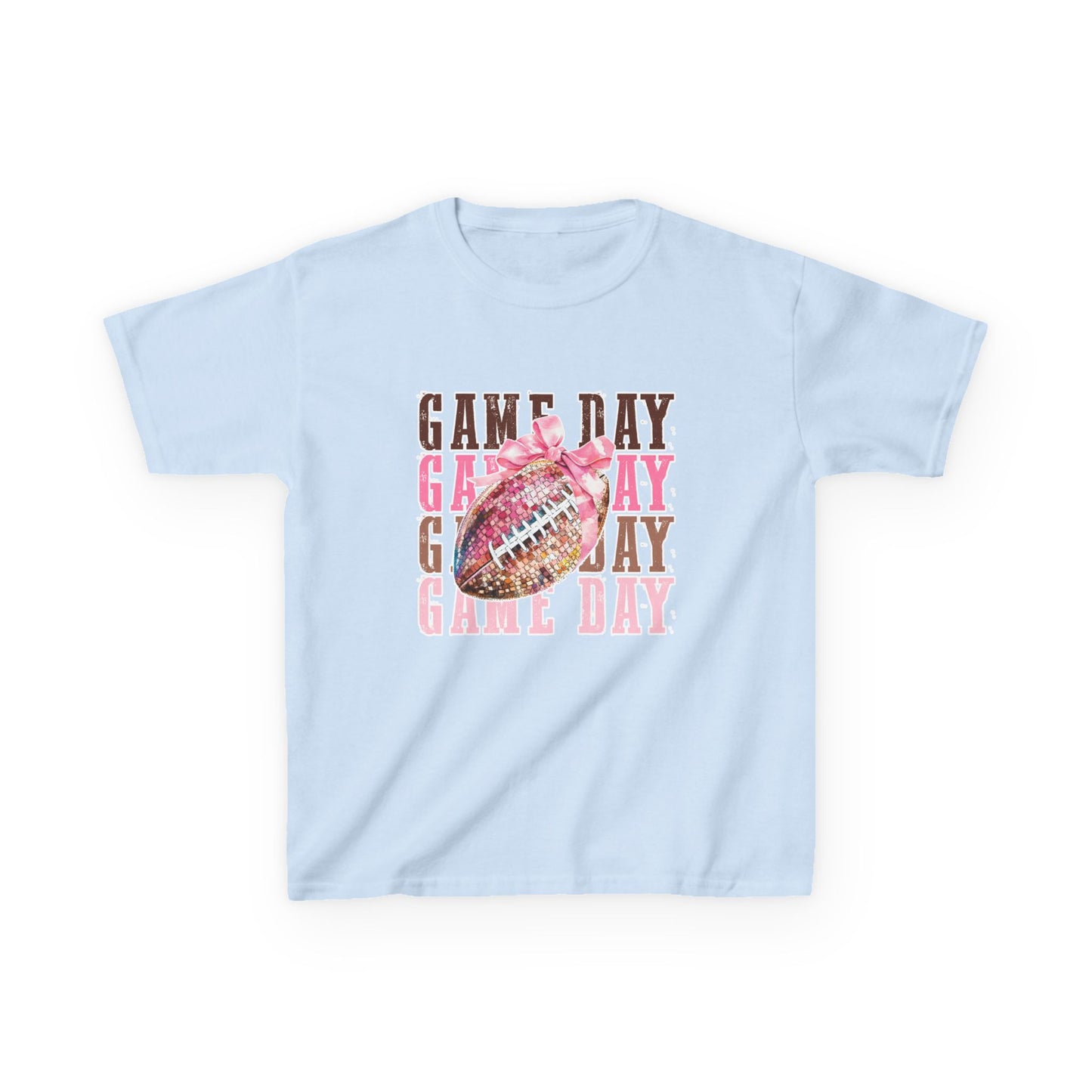 Kids Game Day T‑Shirt — Pink Glitter Football Design