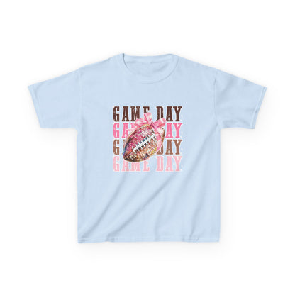 Kids Game Day T‑Shirt — Pink Glitter Football Design