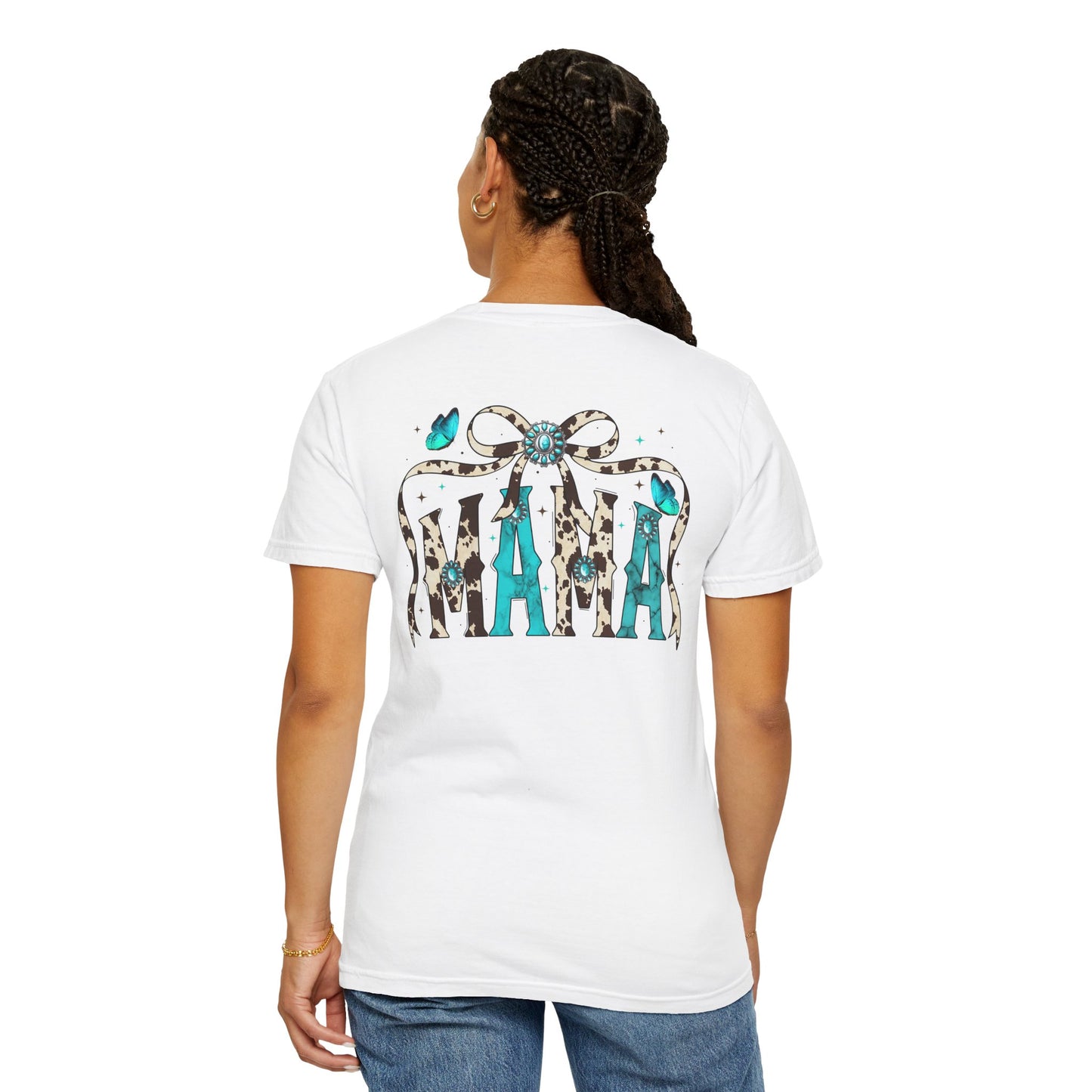 Teal Messy Hair Bun Cheetah Tee