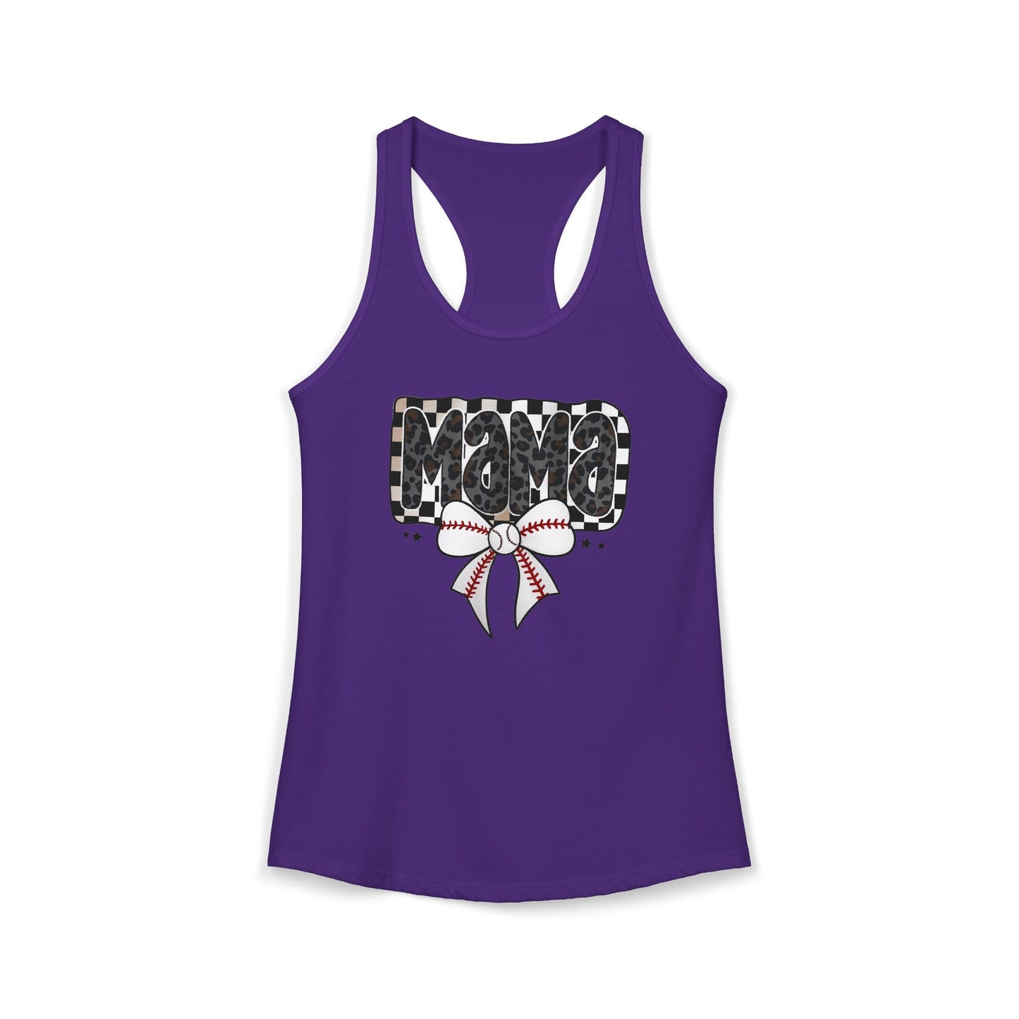 Baseball Checkered Mama Racerback Tank