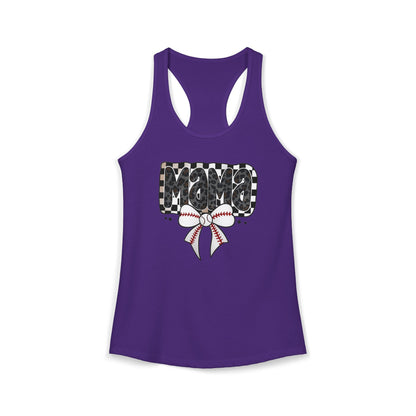Baseball Checkered Mama Racerback Tank