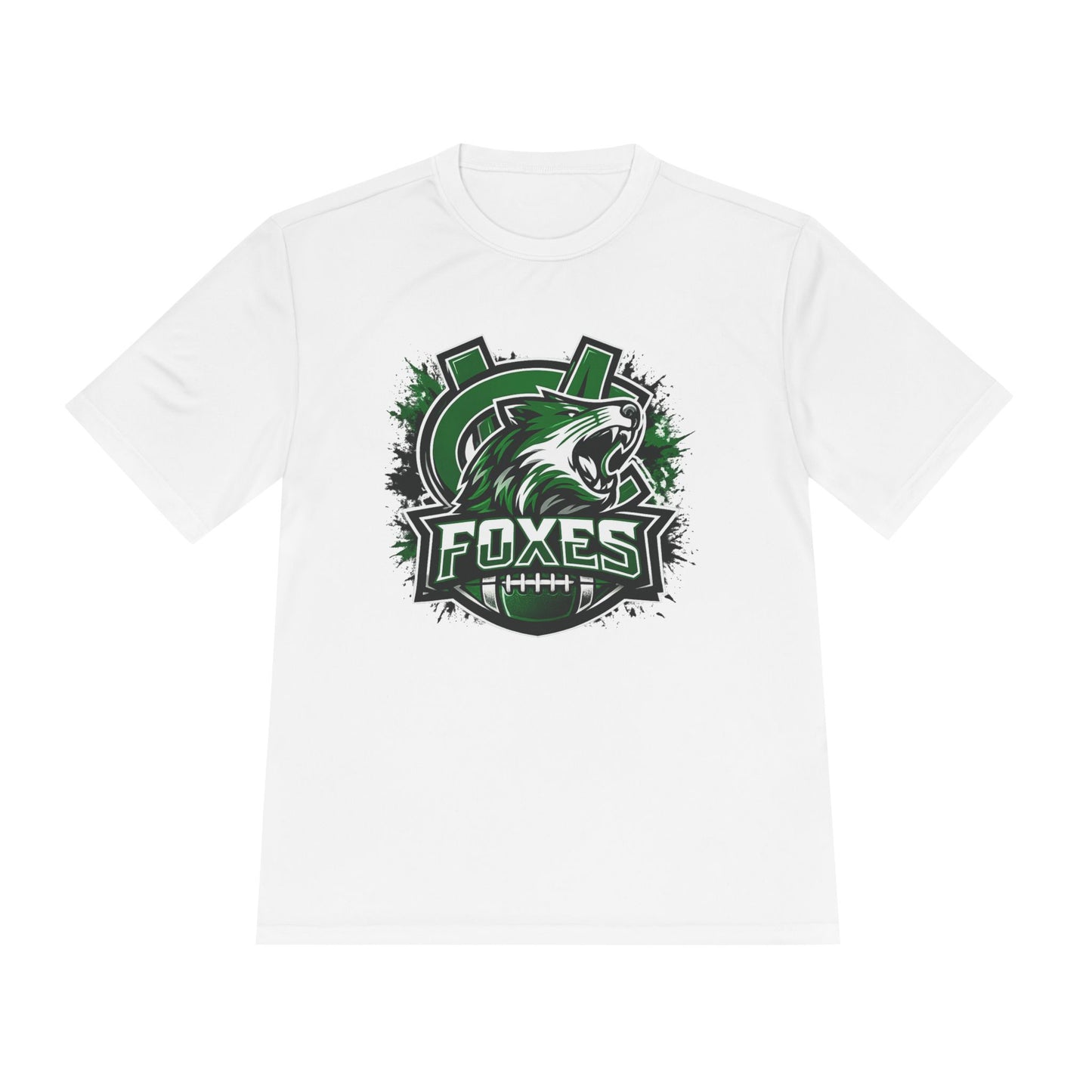 Foxes Sports Logo Tee — Green Grunge Football Team Shirt