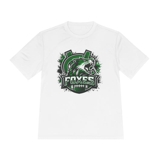 Foxes Sports Logo Tee — Green Grunge Football Team Shirt