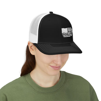 Distressed Flag Trucker Cap — Western Rodeo Snapback