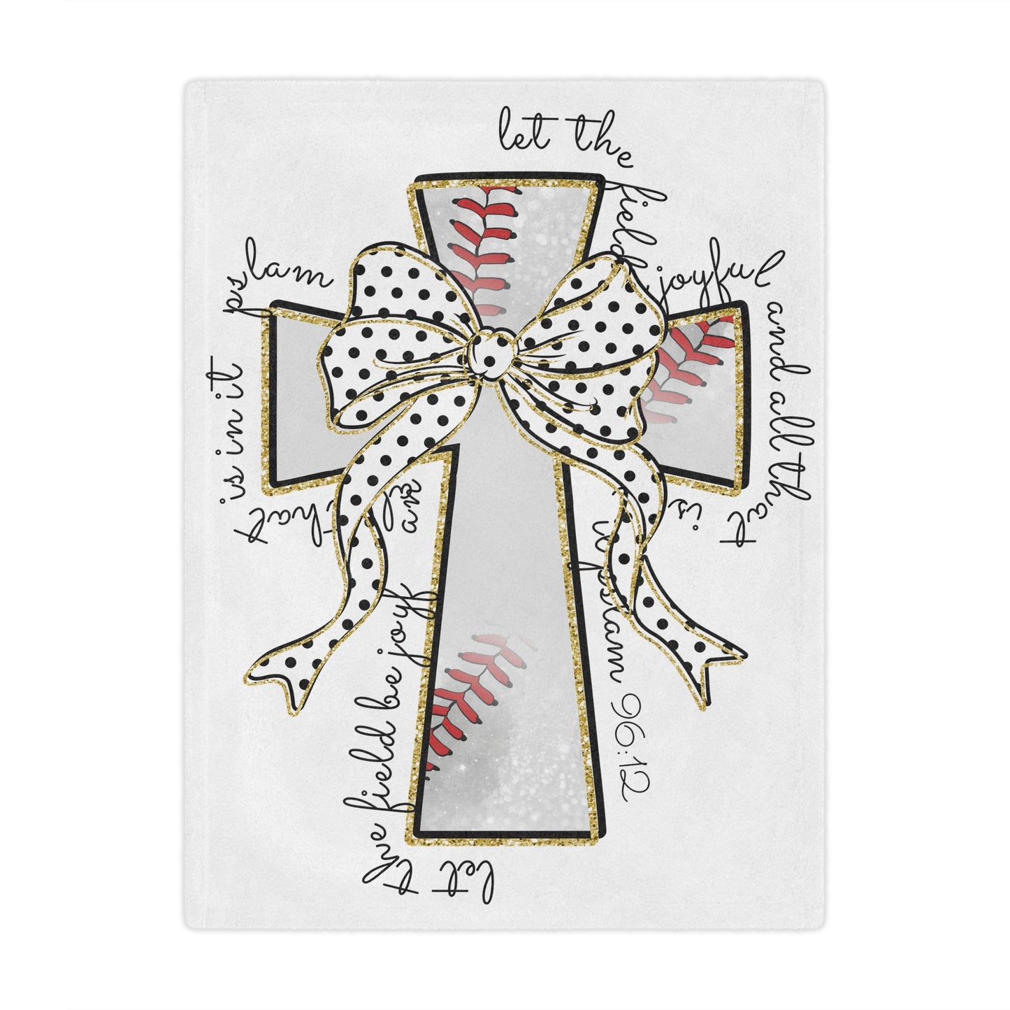 Baseball Cross Minky Blanket — "Let the Fields Be Joyful" Inspirational Baby Throw