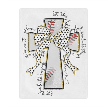 Baseball Cross Minky Blanket — "Let the Fields Be Joyful" Inspirational Baby Throw
