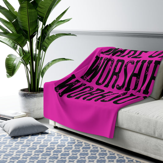 Sherpa Blanket — "Wake Up Worship Workout" Cozy Fleece Throw