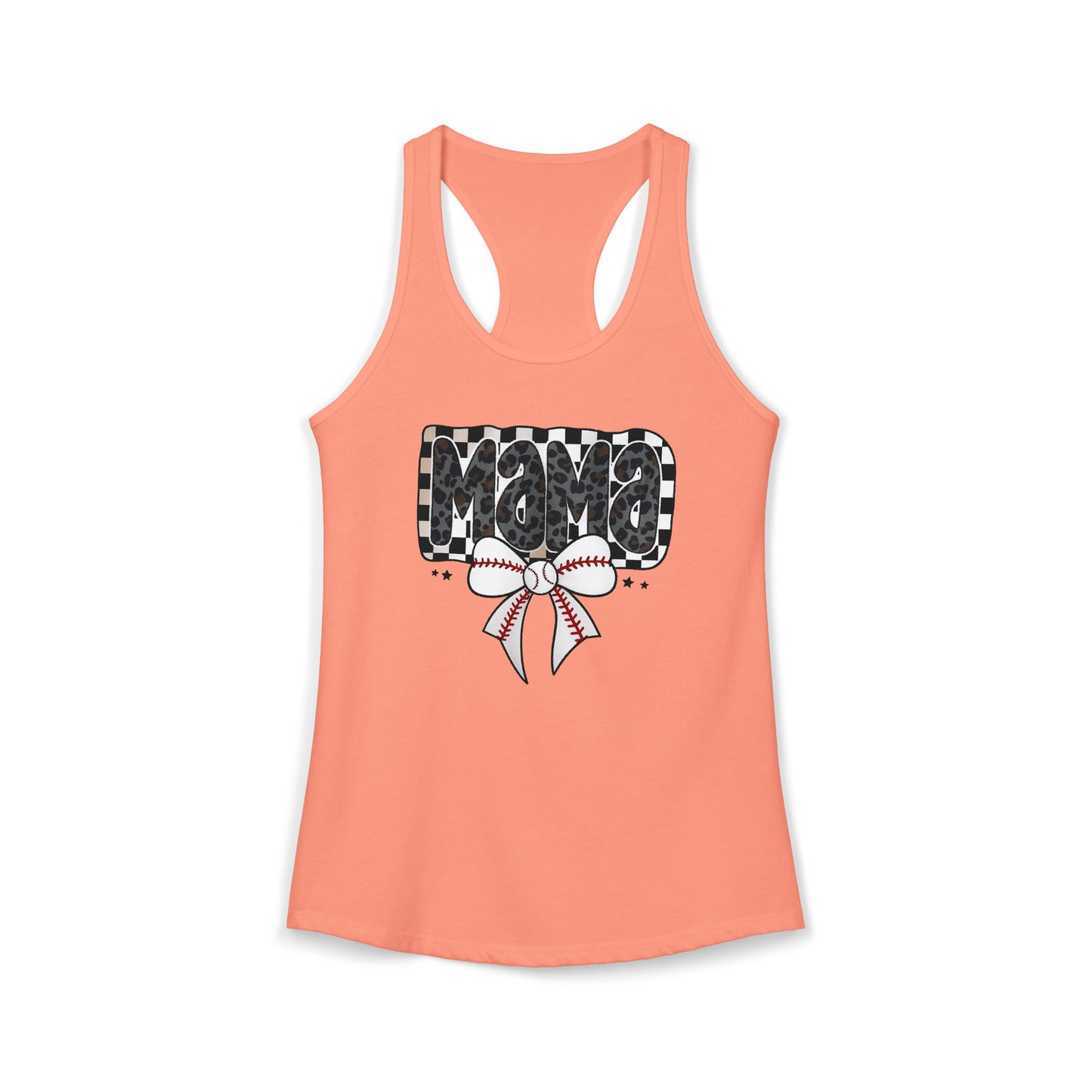 Baseball Checkered Mama Racerback Tank