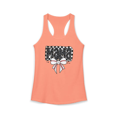 Baseball Checkered Mama Racerback Tank