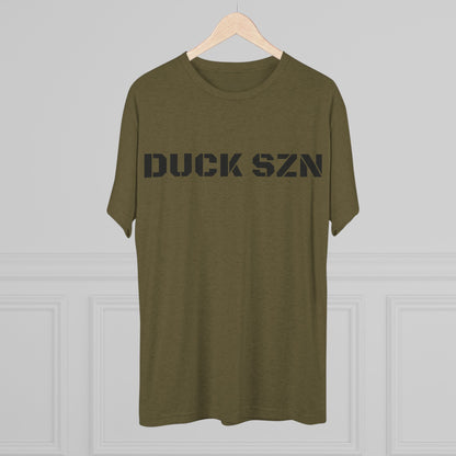 Duck SZN Tee — Camouflage Stamp Text Hunting Shirt for Duck Season