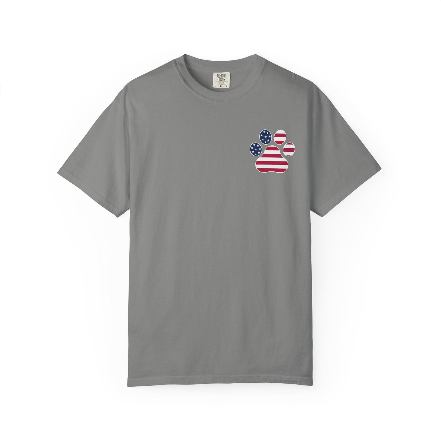 Patriotic Messy Bun T-Shirt — American Flag Bandana & Sunglasses